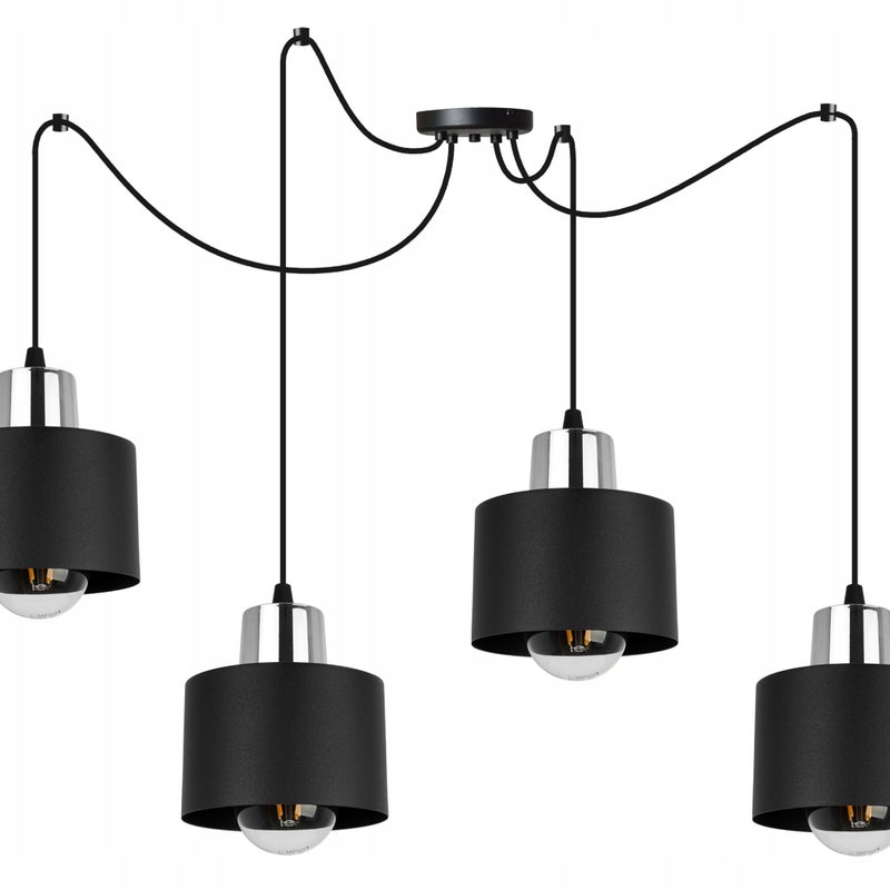 Lampa sufitowa wisząca Spider Panta modern 4xE27 abażur walec czarny Light Home LH