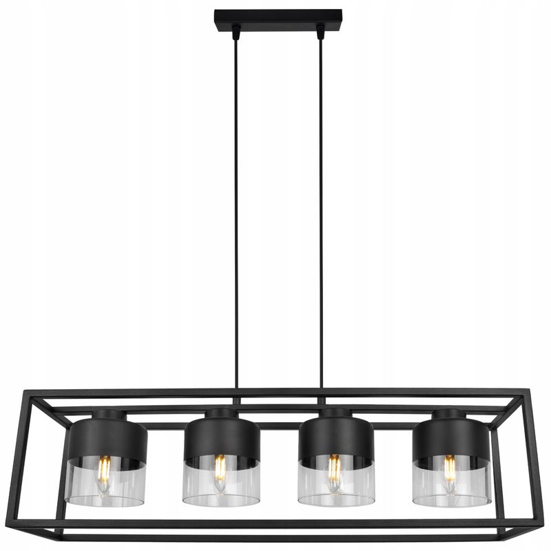 Lampa sufitowa wisząca Roma Cage modern 4xE27 abażur walec czarny/transparentny Light Home LH
