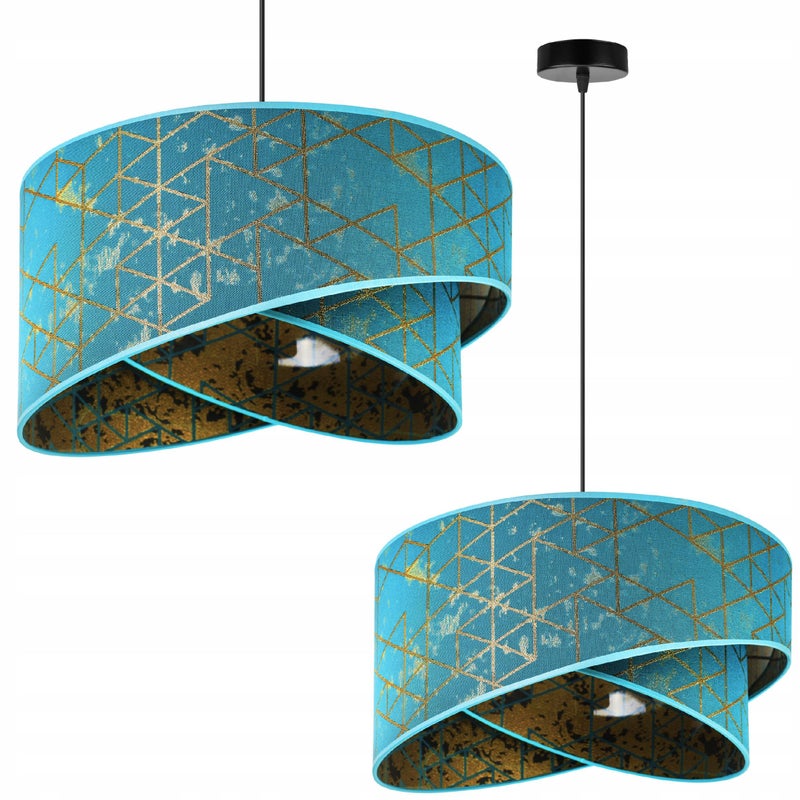 Lampa sufitowa wisząca modern Werona 1xE27 klosz asymetryczny wzorzysty niebieski/złoty Light Home LH