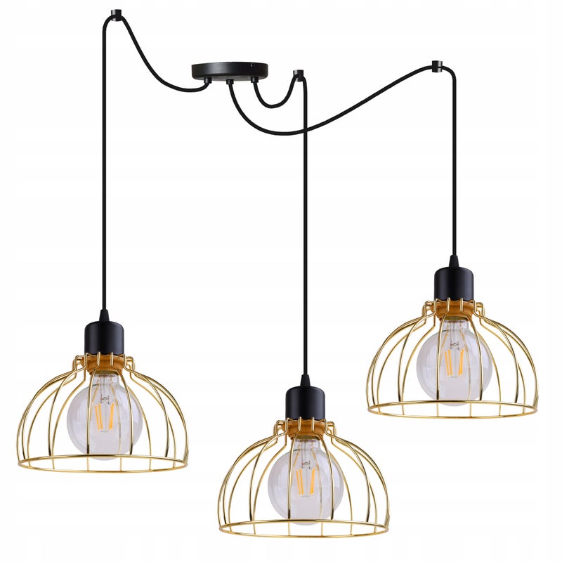 Lampa sufitowa wisząca Spider Mobi moden 3xE27 abażur druciak złoty Light Home LH