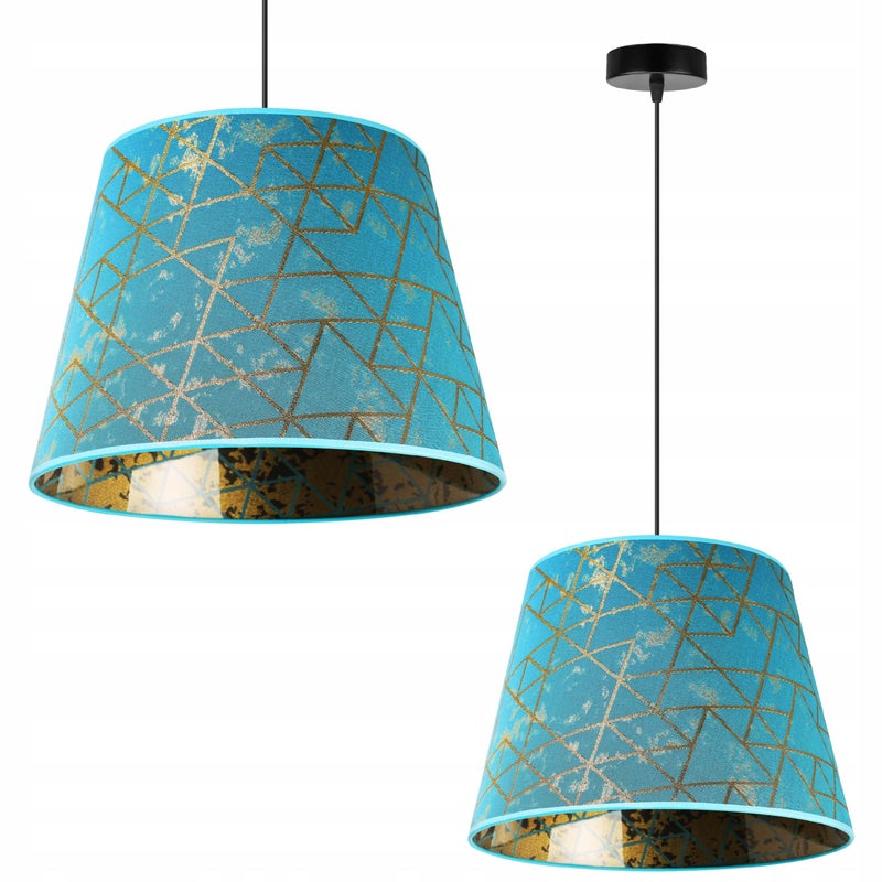 Lampa sufitowa wisząca modern Werona 1xE27 klosz trapez niebieski/złoty Light Home LH