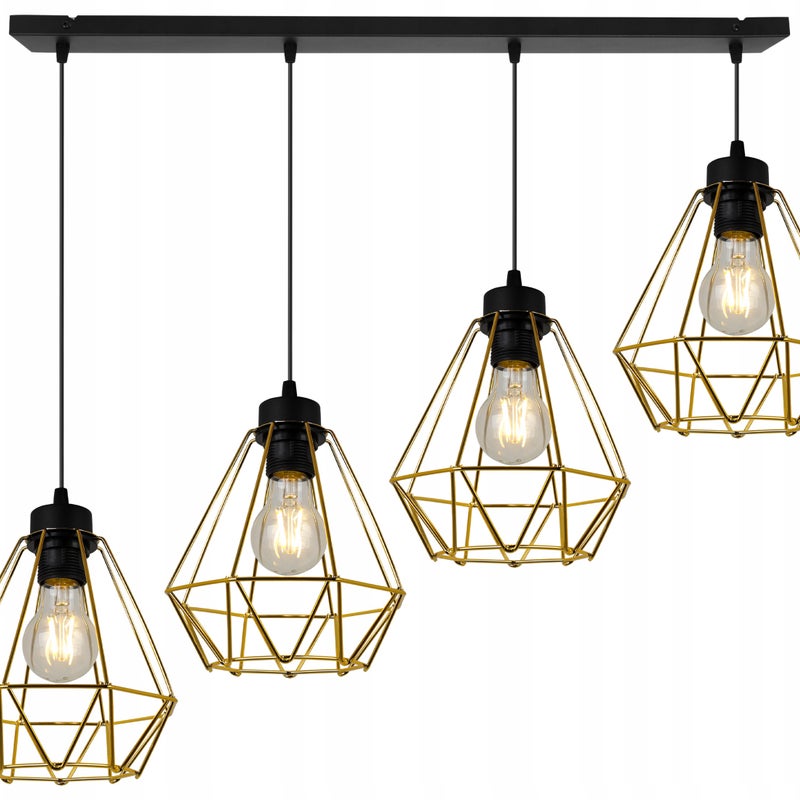 Lampa sufitowa wisząca Nuvola Gold boho 4xE27 abażur druciany złoty Light Home LH