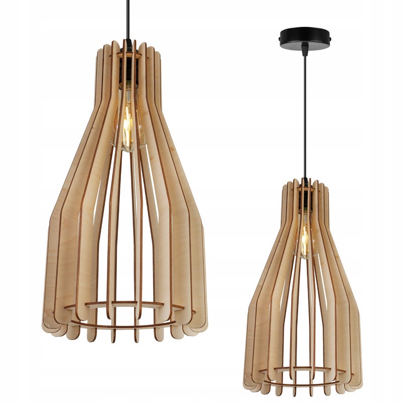 Lampa sufitowa wisząca Timber modern 1xE27 abażur cylinder drewniany beżowy Light Home LH