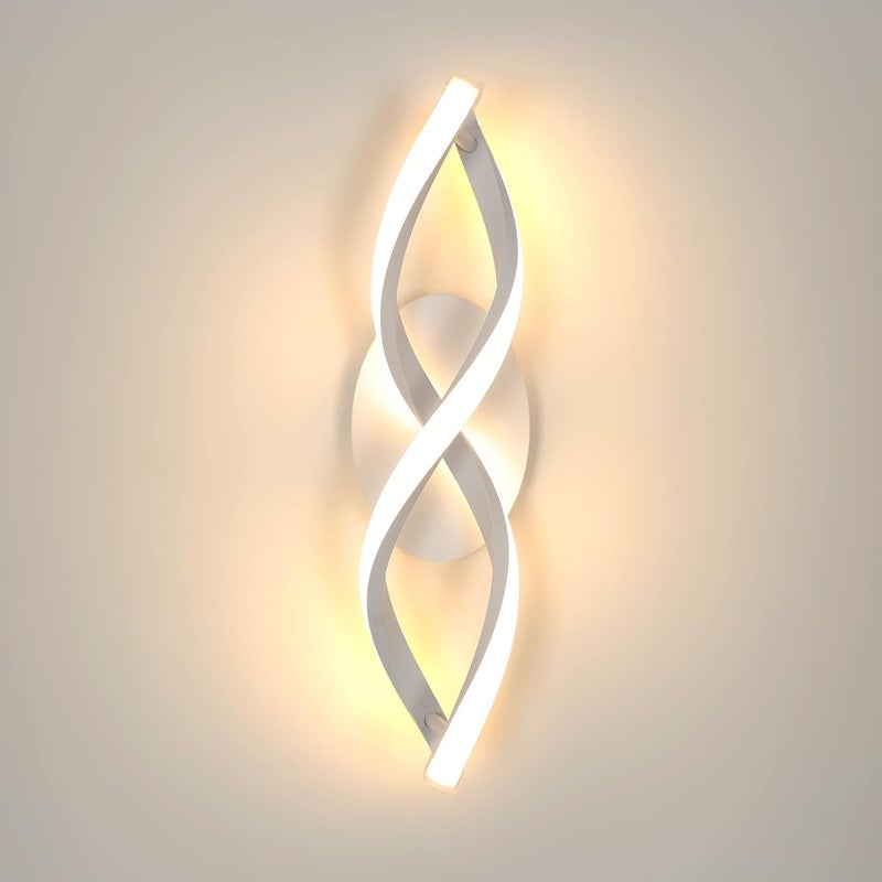 GLAMARIS Nowoczesna lampa ścienna LED 16W 1800LM, kinkiety do sypialni o zakrzywionym designie, 3000K ciepłe białe światło, czarna do sypialni, salonu