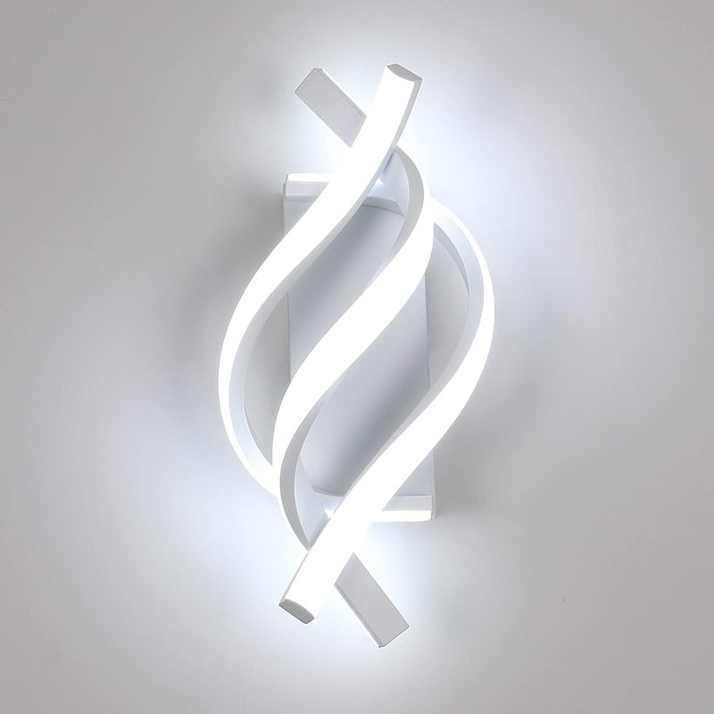 GLAMARIS Kinkiet Wewnętrzny, Nowoczesna Lampa Ścienna LED 22W 2500LM do Sypialni, Kinkiety Ścienne o Zakrzywionym Designie 6500K do Salonu, Biały