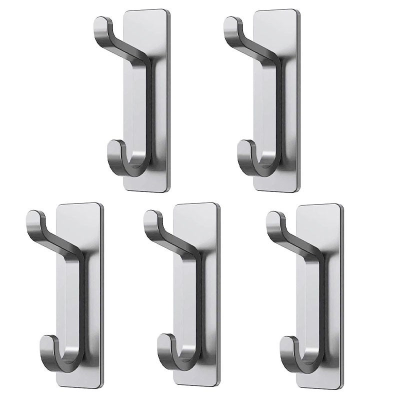 Samoprzylepne haczyki ścienne, wieszak na ręczniki łazienkowe, wieszak na ręczniki kuchenne, nie wymaga wiercenia, wykończenie szczotkowane, 5 sztuk