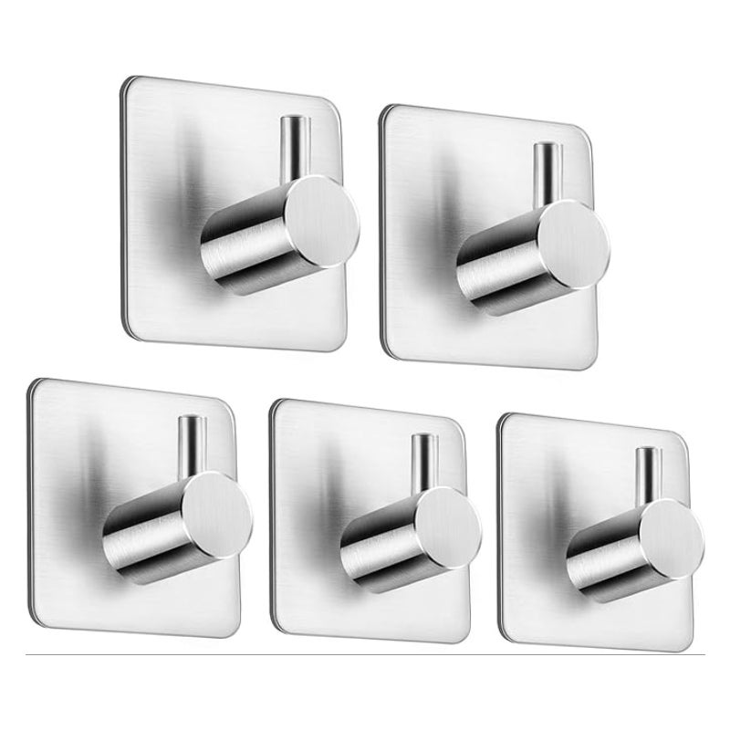 Samoprzylepne haczyki na ręczniki bez wiercenia - 5 sztuk ze stali nierdzewnej do kuchni i łazienki