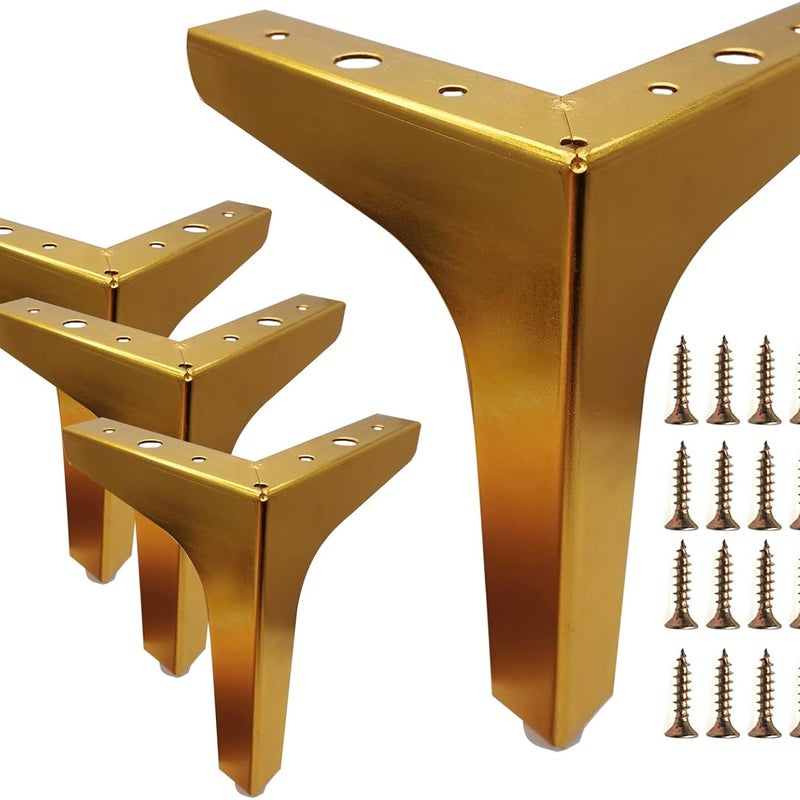 Nóżki do mebli z pozłacanego metalu, 6,7 cala / 17 cm, zestaw 4 szt., nowoczesne trójkątne nóżki do sofy, szafki, kredensu, fotela