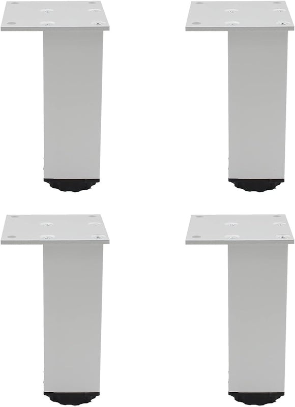 Nogi meblowe aluminiowe regulowane, zestaw 4 szt., do mebli, sof i stołów, srebrne, 10 cm (regulowane od 100 do 118 mm)