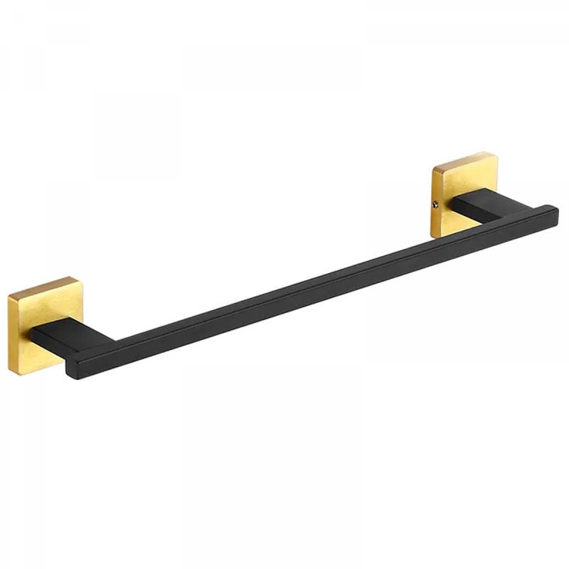 Czarno-złoty pierścień na ręczniki do łazienki, prostokątny wieszak na ręczniki ze stali nierdzewnej do zawieszenia na ścianie, 40x5cm