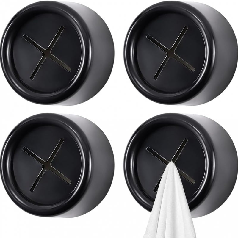 Uniwersalny wieszak na ręczniki 4-częściowy z haczykami wtykowymi – Praktyczne przechowywanie w łazience i kuchni, czarny