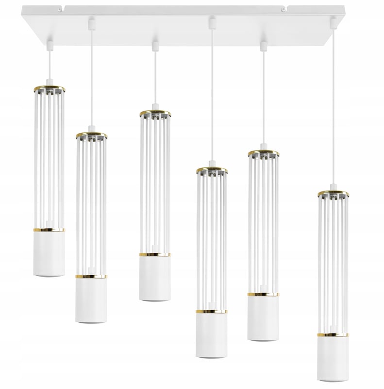 Lampa sufitowa wisząca Aria biała loft 6xGU10 klosz metal biały/złoty Light Home LH