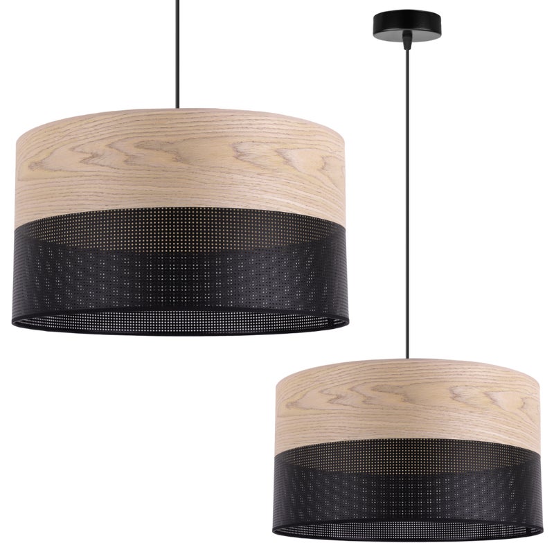 Lampa sufitowa wisząca Wood czarny fornir 1xE27 abażur 40cm dąb klasyczny Light Home LH