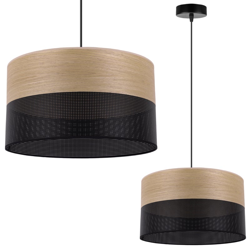 Lampa sufitowa wisząca Wood czarny fornir 1xE27 abażur 35cm dąb złocisty Light Home LH