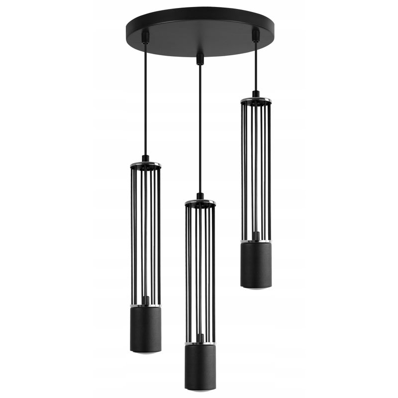 Lampa sufitowa wisząca Aria czarna 30cm loft 3xGU10 klosz metal czarny/srebrny Light Home LH