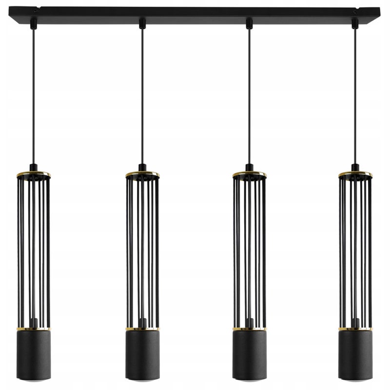 Lampa sufitowa wisząca Aria czarna loft 4xGU10 klosz metal czarny/złoty Light Home LH