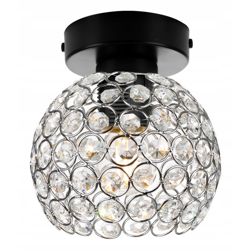 Lampa sufitowa wisząca Crystal czarny 1xE27 klosz kula metal kryształki bezbarwny/srebrny Light Home LH
