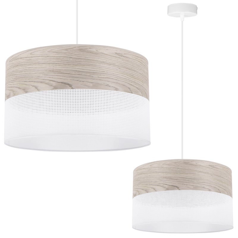 Lampa sufitowa wisząca Wood biały fornir 1xE27 abażur 35cm dąb bielony Light Home LH