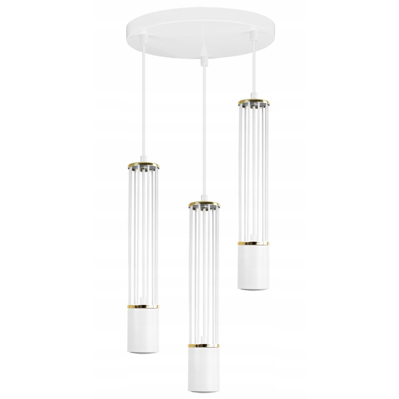 Lampa sufitowa wisząca Aria biała loft 30cm 3xGU10 klosz metal biały/złoty Light Home LH