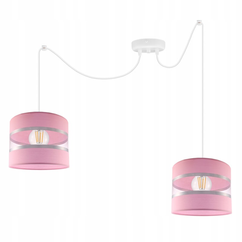 Lampa sufitowa wisząca Spider Lollipop dziecięcy 2xE27 abażur walec różowy Light Home LH