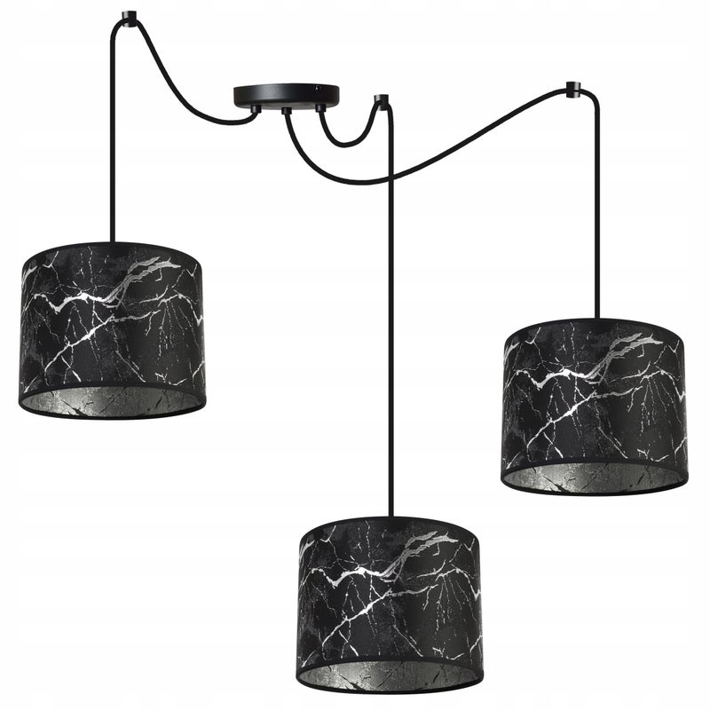 Lampa sufitowa wisząca modern Werona 3xE27 klosz owalny wzorzysty czarny/srebrny Light Home LH