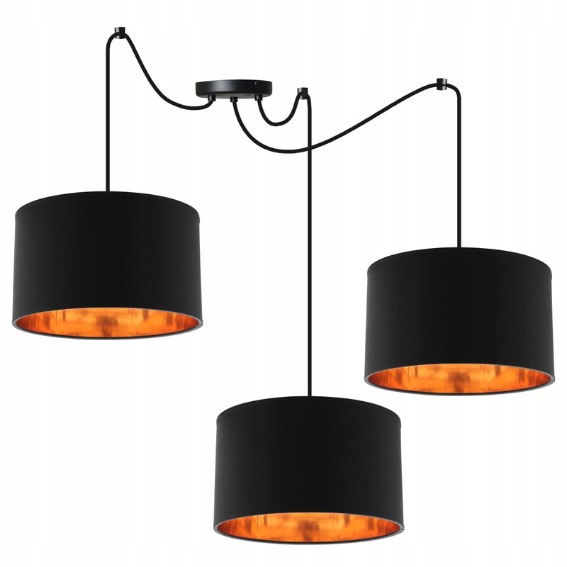 Lampa sufitowa wisząca Spider Shade modern 3xE27 abażur owalny czarny Light Home LH