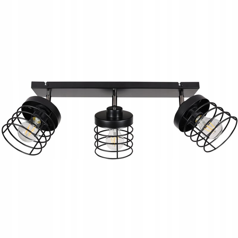 Lampa sufitowa wisząca modern Rasti 3xE27 klosz prostokątny druciak czarny Light Home LH