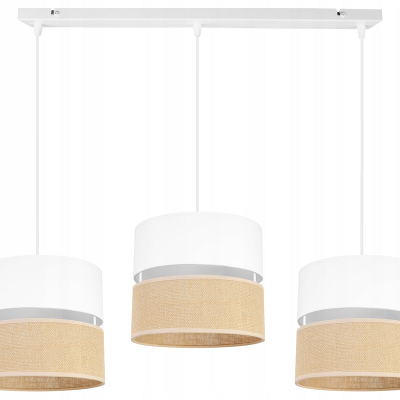Lampa sufitowa wisząca Juta modern 3xE27 abażur walec biało/beżowy Light Home LH