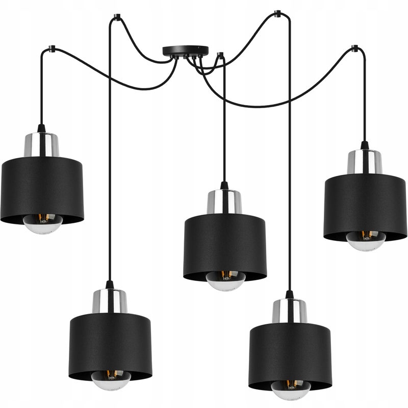 Lampa sufitowa wisząca Spider Panta modern 5xE27 abażur walec czarny Light Home LH