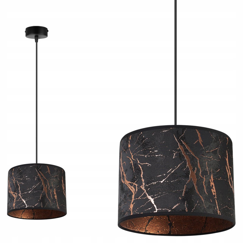 Lampa sufitowa wisząca glam Werona 1xE27 klosz owalny wzorzysty czarno/miedziany Light Home LH