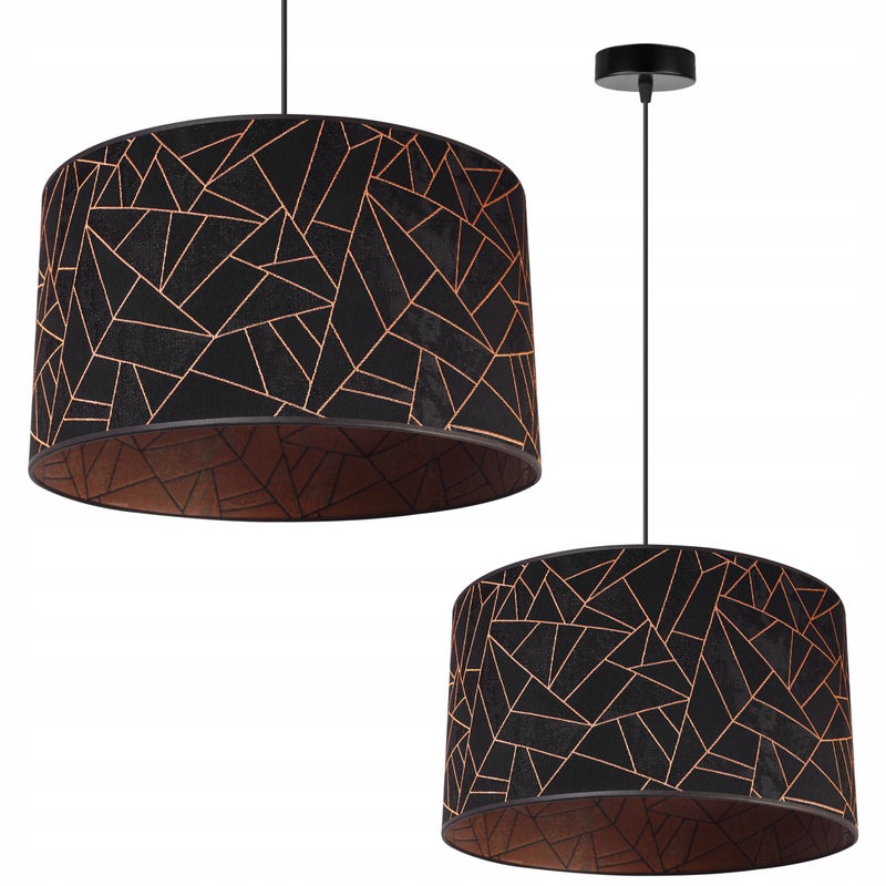 Lampa sufitowa wisząca chic Werona 1xE27 klosz owalny wzorzysty czarny/miedziany Light Home LH