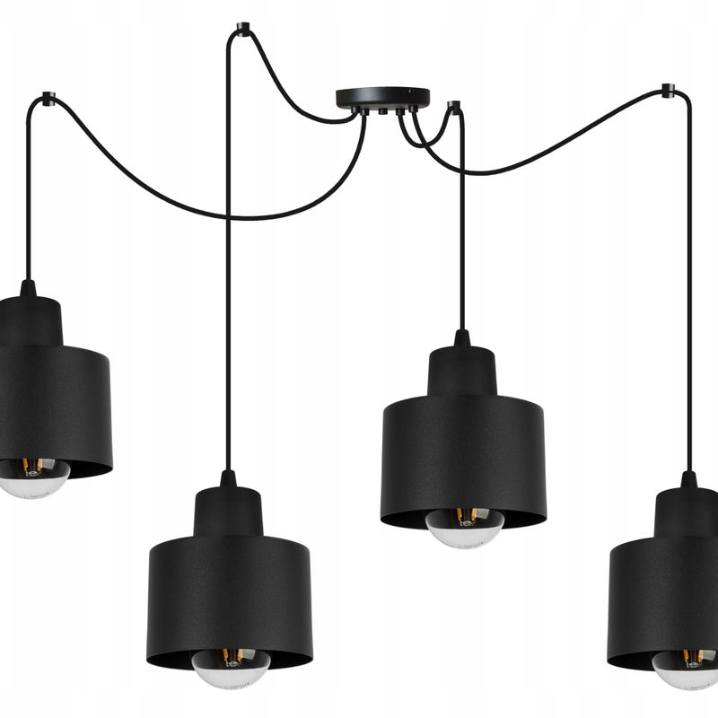 Lampa sufitowa wisząca Spider Panta modern 4xE27 abażur walec czarny Light Home LH