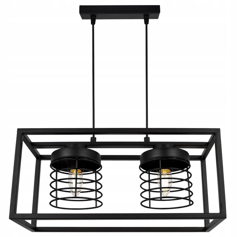 Lampa sufitowa wisząca Rasti Cage modern 2xE27 abażur walec druciak czarny Light Home LH
