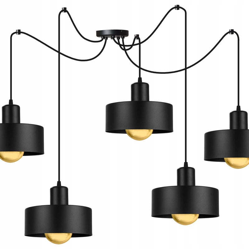 Lampa sufitowa wisząca Spider Barcelona modern 5xE27 abażur walec czarny Light Home LH