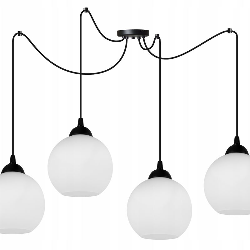 Lampa sufitowa wisząca Spider Eliza modern 4xE27 abażur kula biała Light Home LH