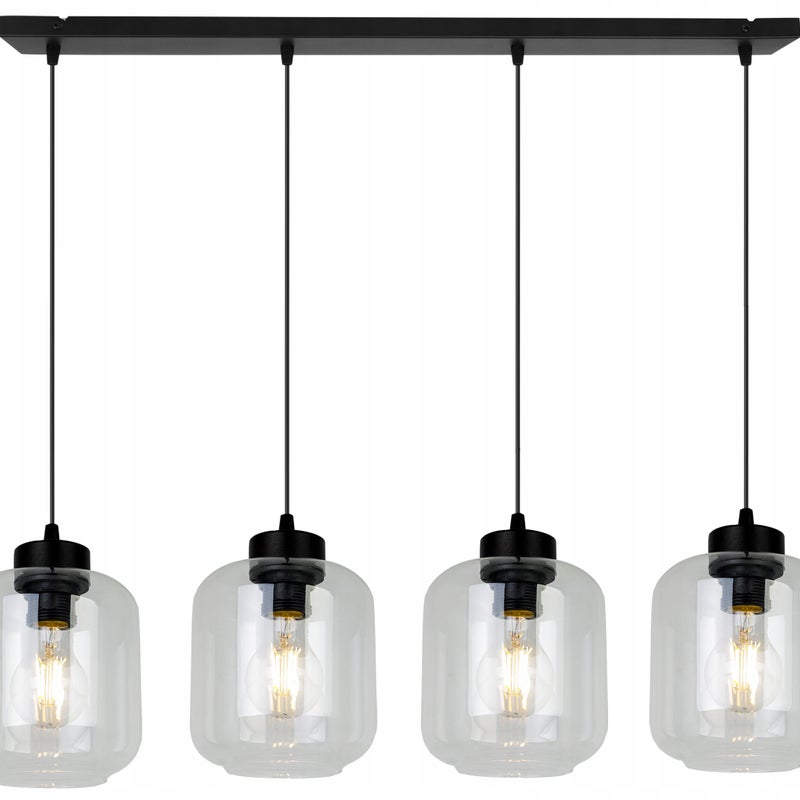 Lampa sufitowa wisząca Novalja modern 4xE27 abażur walcowato-owalny transparentny Light Home LH