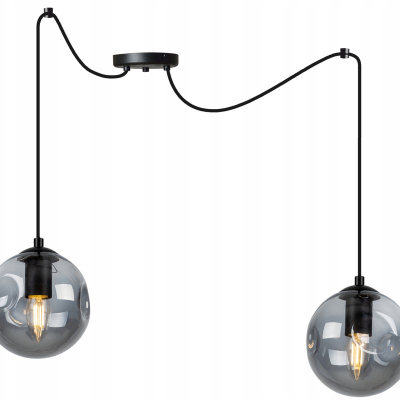 Lampa sufitowa wisząca Spider Monako modern 2xE27 abażur kule grafitowe Light Home LH