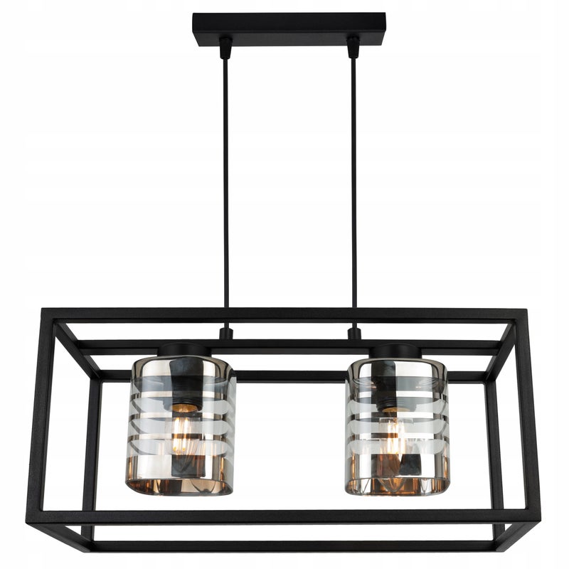 Lampa sufitowa wisząca Helix Cage modern 2xE27 abażur walec grafitowy Light Home LH