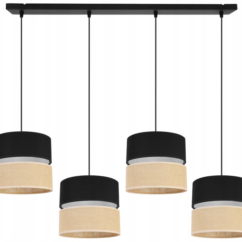 Lampa sufitowa wisząca Juta modern 4xE27 abażur walec czarno/beżowy Light Home LH
