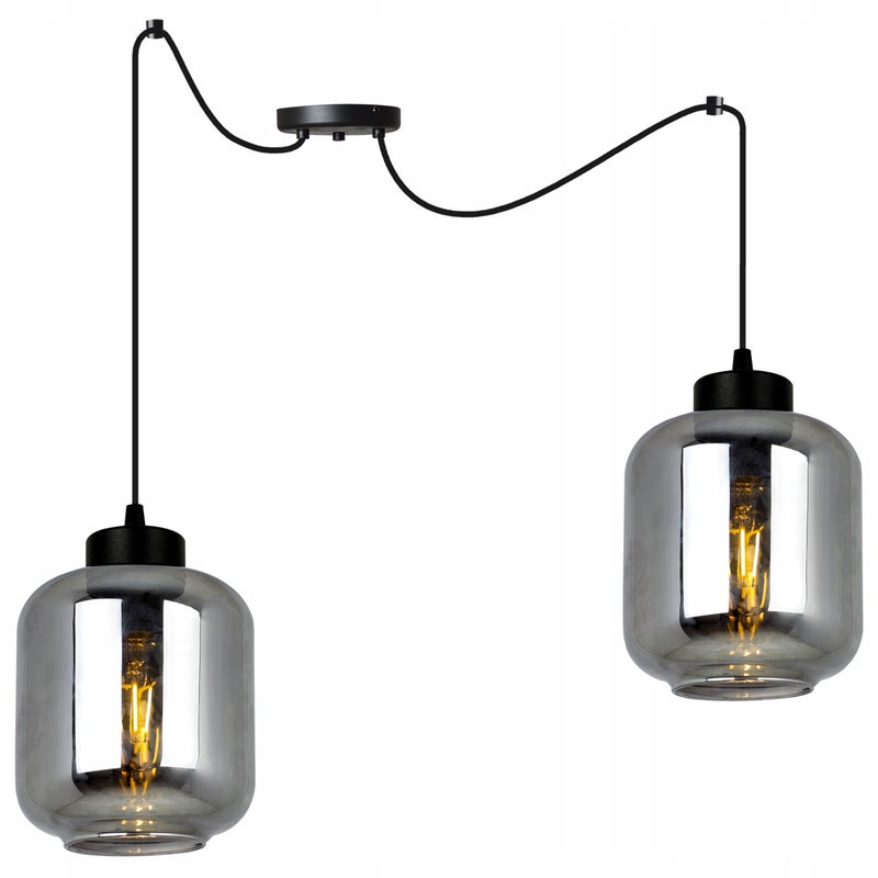 Lampa sufitowa wisząca Spider Novalja modern 2xE27 abażur walcowato-owalny grafitowy Light Home LH