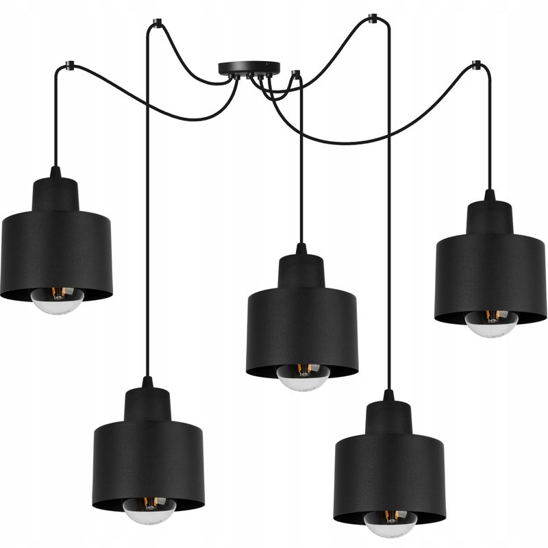 Lampa sufitowa wisząca Spider Panta modern 5xE27 abażur walec czarny Light Home LH