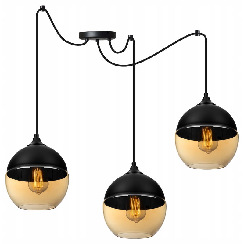 Lampa sufitowa wisząca Spider Oslo elegance 3xE27 abażur kule czarno/miedziane Light Home LH