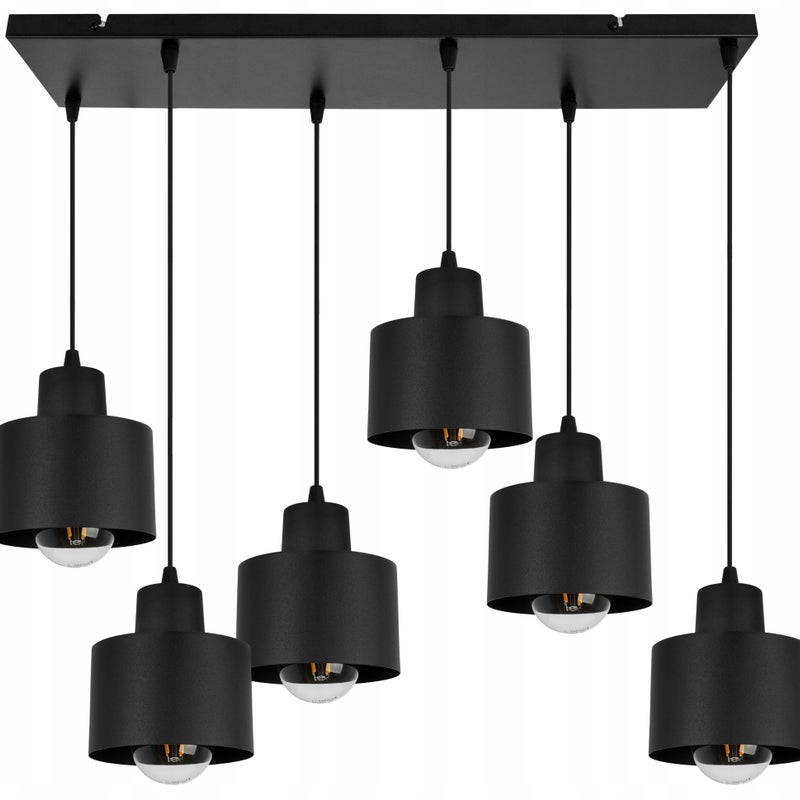 Lampa sufitowa wisząca Panta modern 6xE27 abażur walec czarny Light Home LH
