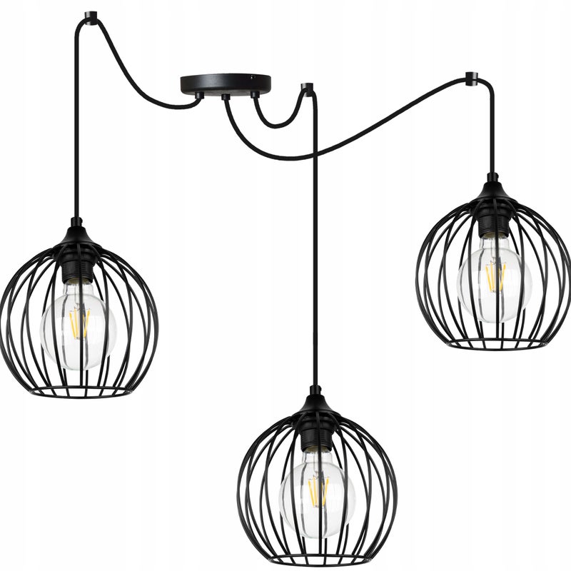 Lampa sufitowa wisząca Spider Toronto modern 3xE27 abażur druciak półkulisty czarny Light Home LH