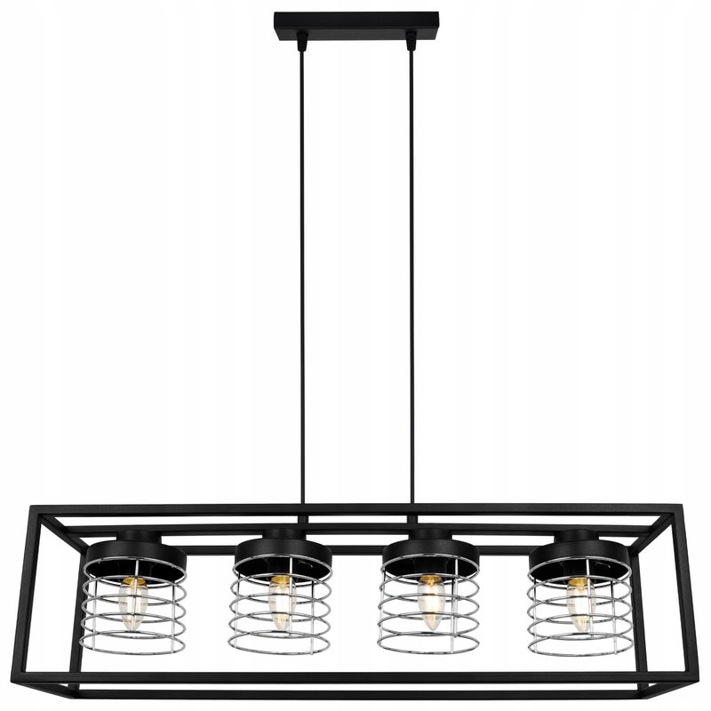 Lampa sufitowa wisząca Rasti Cage modern 4xE27 abażur walec druciak srebrny Light Home LH