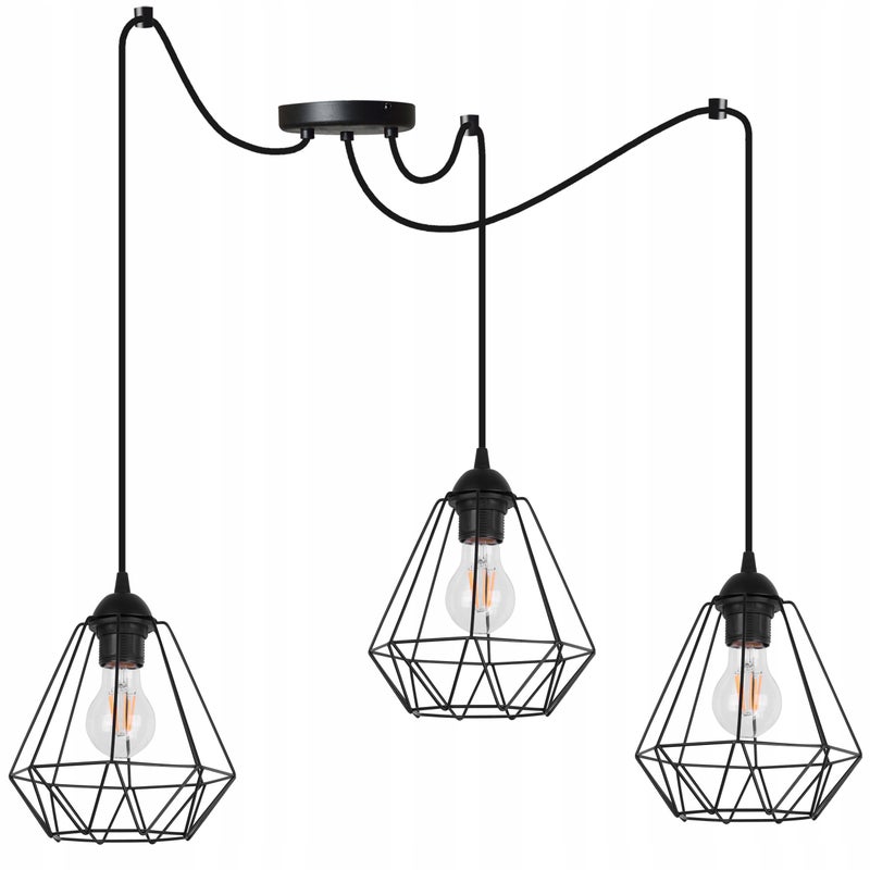 Lampa sufitowa wisząca Spider modern 3xE27 abażur geometryczny czarny Light Home LH
