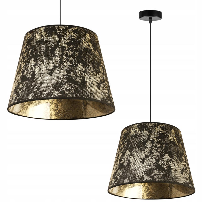 Lampa sufitowa wisząca modern Werona 1xE27 klosz trapez czarny/złoty Light Home LH