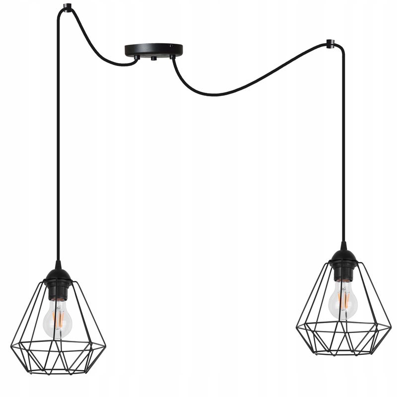 Lampa sufitowa wisząca Spider modern 2xE27 abażur geometryczny czarny Light Home LH