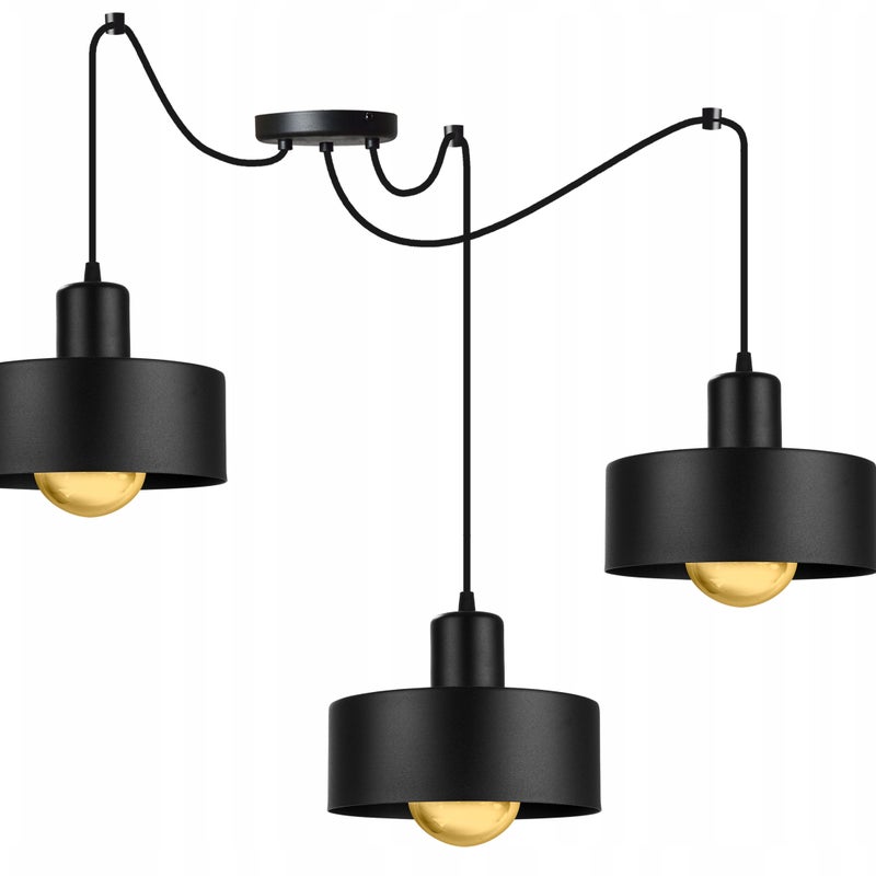 Lampa sufitowa wisząca Spider Barcelona modern 3xE27 abażur walec czarny Light Home LH