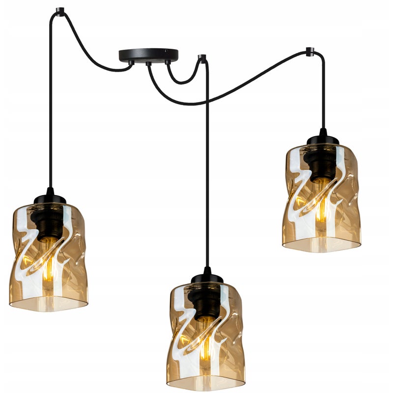 Lampa sufitowa wisząca Spider Niki boho 3xE27 abażur nieregularny miedziany Light Home LH